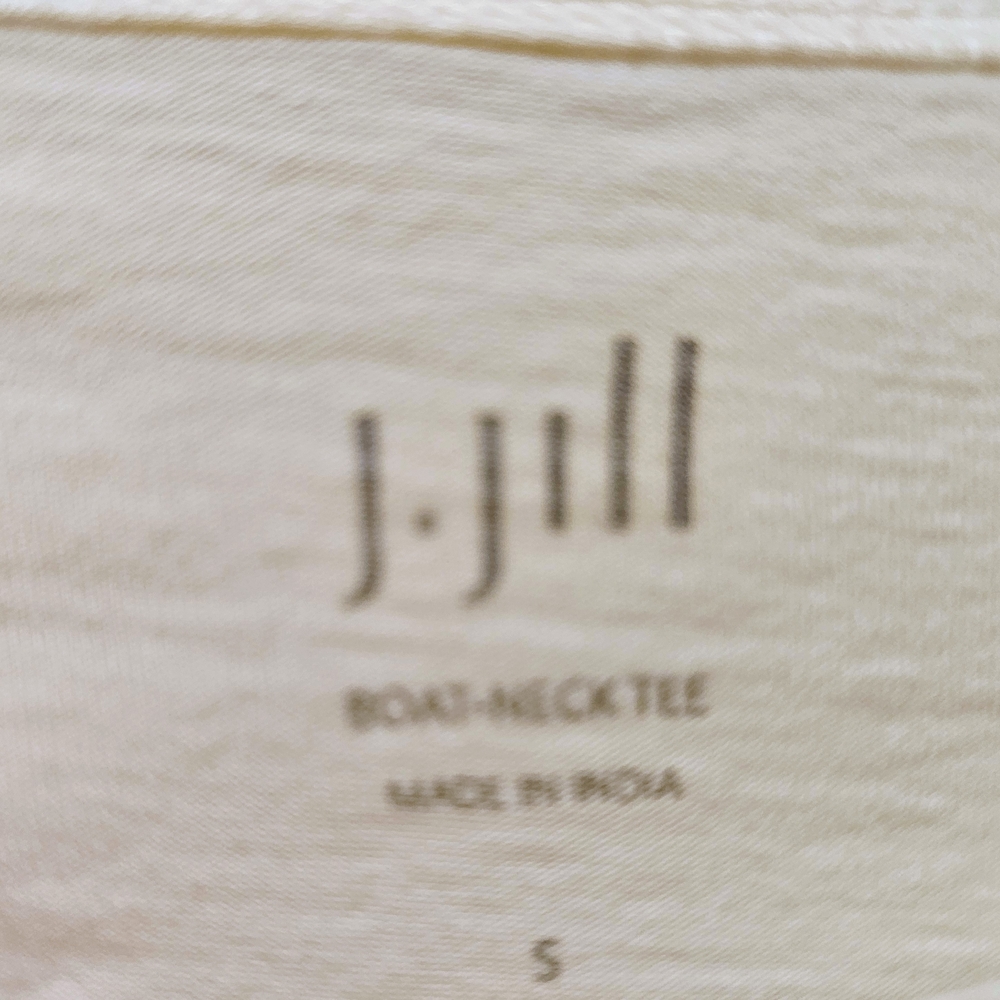 J.Jill Boat Neck Tee Size Small Cream Cotton Stretch Long Sleeve Minimalist Top - Picture 5 of 6